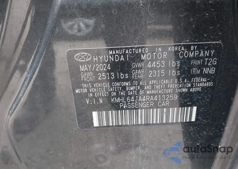 2024 Hyundai Sonata Sel из США, поврежденный, VIN KMHL64JA4RA413259